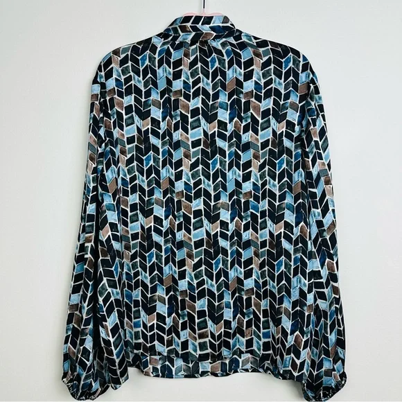 NIC+ZOE HERRINGBONE BLUES TOP Size Large - Picture 7 of 7